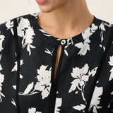 Top Pulôver Franzido com Estampado Floral em Linho 100% AMIYA