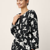 Top Pulôver Franzido com Estampado Floral em Linho 100% AMIYA