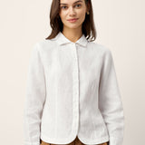 Camisa AVELINE 100% Linho com Gola Pequena e Bainha Curva
