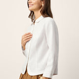 Camisa AVELINE 100% Linho com Gola Pequena e Bainha Curva