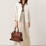 Vestido Maxi Caftan LINETTE com Capuz Esculpido em 100% Linho