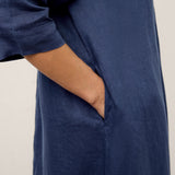 Vestido Maxi MATILDE em 100% Linho com Decote em V e Prega Invertida