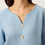 Top de linho 100% com decote em V e pregas invertidas TABITHA
