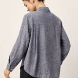 Camisa de Linho 100% com Bolso e Ombros Descaídos ASTER