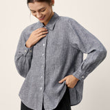 Camisa de Linho 100% com Bolso e Ombros Descaídos ASTER