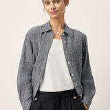 Camisa de Linho 100% com Bolso e Ombros Descaídos ASTER