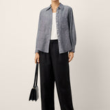 Camisa de Linho 100% com Bolso e Ombros Descaídos ASTER