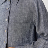 Camisa de Linho 100% com Bolso e Ombros Descaídos ASTER