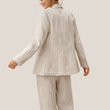 Conjunto de Fato de Linho 100% com Riscas e Padrão ELOISE