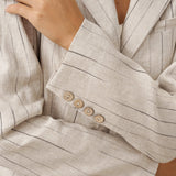 Conjunto de Fato de Linho 100% com Riscas e Padrão ELOISE