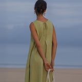 Vestido Maxi Evasê Sem Mangas 100% Linho TARA
