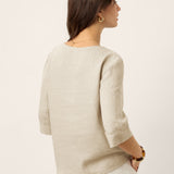 Top de linho 100% com decote em V e pregas invertidas TABITHA