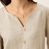 Top de linho 100% com decote em V e pregas invertidas TABITHA