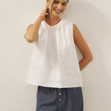 Blusa Sem Mangas com Gola Estruturada 100% Linho BLAIR
