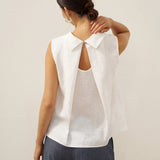 Blusa sem Mangas com Colarinho Estruturado em 100% Linho BLAIR
