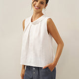 Blusa Sem Mangas com Gola Estruturada 100% Linho BLAIR