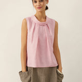 Blusa Sem Mangas com Gola Estruturada 100% Linho BLAIR