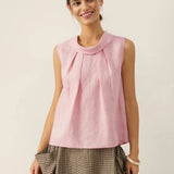 Blusa Sem Mangas com Gola Estruturada 100% Linho BLAIR