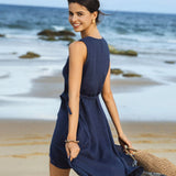 Vestido Maxi de Linho com Decote em V e Bainha com Folhos MAYA