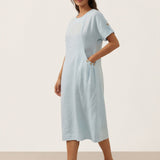 100% Linen Vintage A-Line Button Detail Maxi Dress AMIN