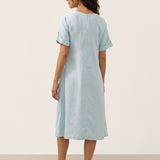 100% Linen Vintage A-Line Button Detail Maxi Dress AMIN