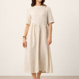 Vestido Maxi Fluido EUDORA 100% Linho com Costura em Arco