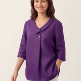 Top de Linho 100% Gola Assimétrica com Prega Invertida OTTILIE