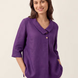 Top de Linho 100% Gola Assimétrica com Prega Invertida OTTILIE