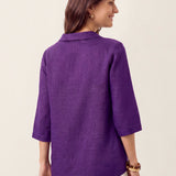 Top de Linho 100% Gola Assimétrica com Prega Invertida OTTILIE
