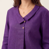 Top de Linho 100% Gola Assimétrica com Prega Invertida OTTILIE