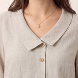 Top de Linho 100% Gola Assimétrica com Prega Invertida OTTILIE