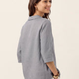 Top de Linho 100% Gola Assimétrica com Prega Invertida OTTILIE