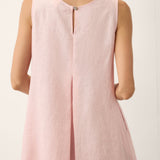 Vestido Comprido Evasê Karina em Linho 100% com Pregas Assimétricas