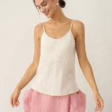 Top de Cavas em Linho com Bainha de Contas Bree