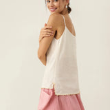 Top de Cavas em Linho com Bainha de Contas Bree