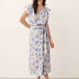 Top ELEANORA 100% Linho com Estampado de Cravos e Mangas com Folhos