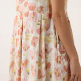 Vestido Maxi HARRIET 100% Linho com Estampado Cravina e Cintura Festonada
