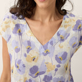 Vestido Maxi HARRIET 100% Linho com Estampado Cravina e Cintura Festonada