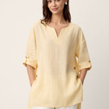 Top Oversized com Bainha Curva em Linho 100% DAPHNEA