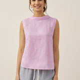 Top de Linho com Gola Drapeada JACQUELINE