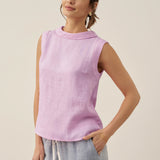 Top de Linho com Gola Drapeada JACQUELINE