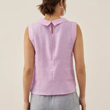 Top de Linho com Gola Drapeada JACQUELINE