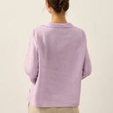 Linen Round Soft-Fold Collar Top LAURA