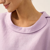 Linen Round Soft-Fold Collar Top LAURA
