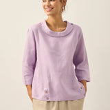 Linen Round Soft-Fold Collar Top LAURA