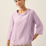 Linen Round Soft-Fold Collar Top LAURA