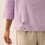 Linen Round Soft-Fold Collar Top LAURA