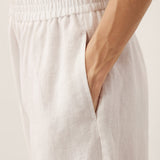 Calças Cropped GILLIAN de Linho 100% com Renda
