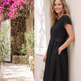 Vestido de Linho Natural de Verão com Decote em V ALEXA