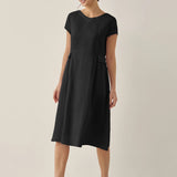 Vestido de Linho Natural de Verão com Decote em V ALEXA